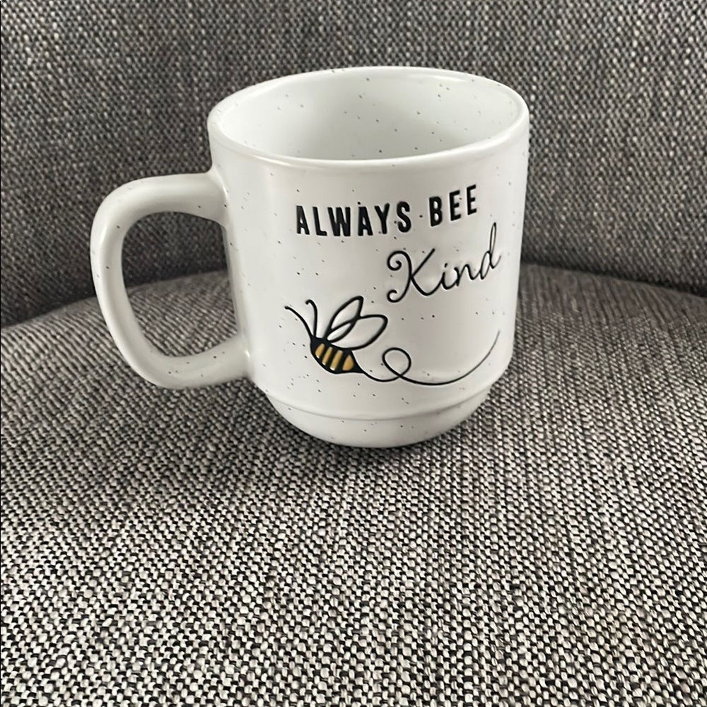White Ceramic Mug with Bee Design